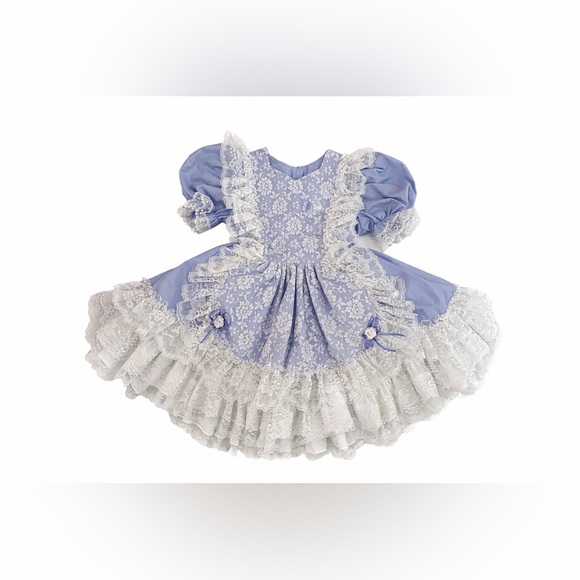 Vintage Dolls & Darlings Pageant Dress - Periwinkle Layers of Lace EUC - Size 4